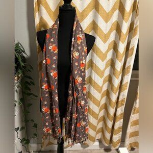 Frenchi Multicolored Floral Fringe Large Scarf Wrap Shawl Floral